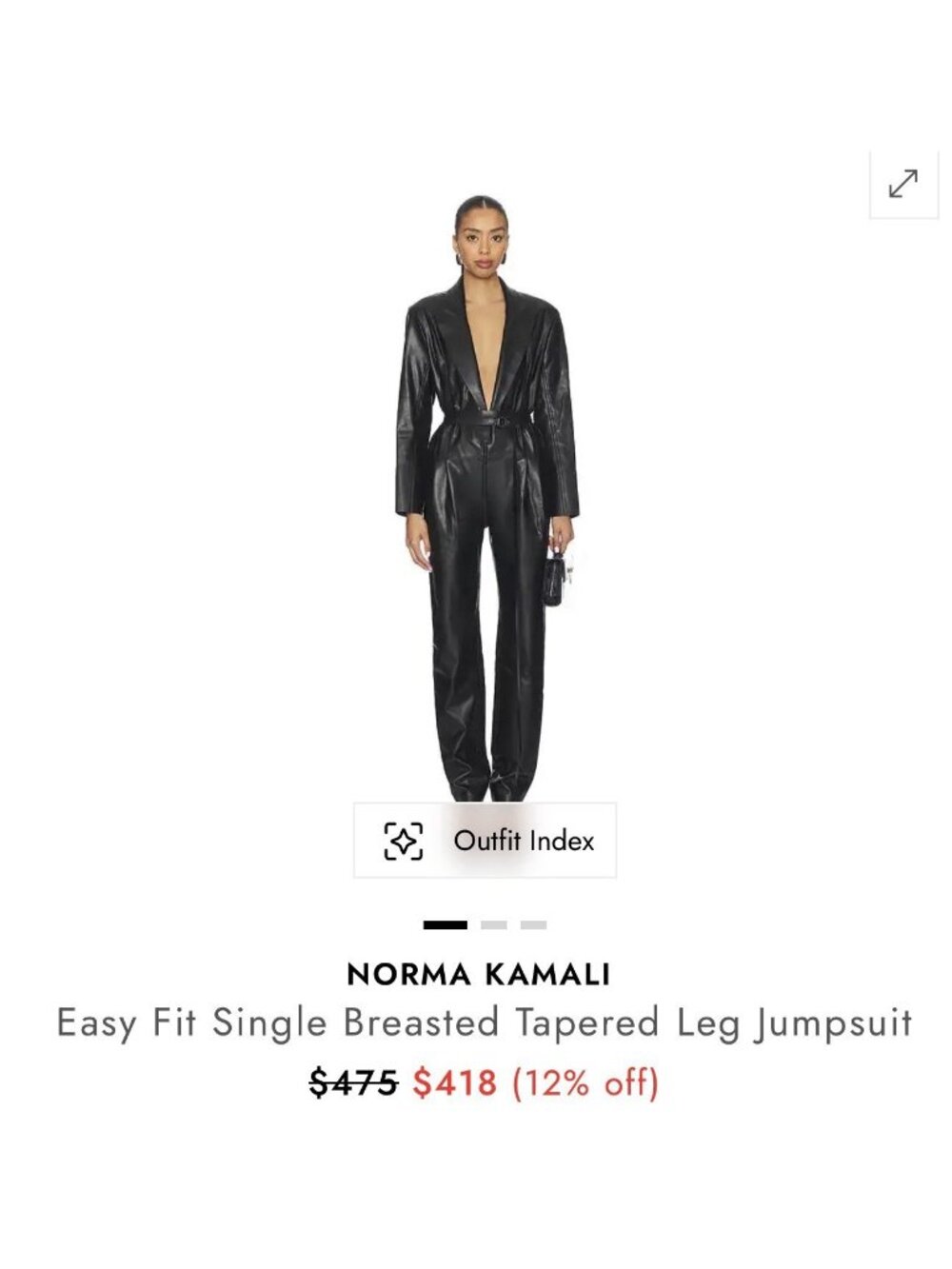 Norma Kamali Women’s Small Faux Leather Belted Tapered Leg Jumpsuit Black NWT - Picture 15 of 15